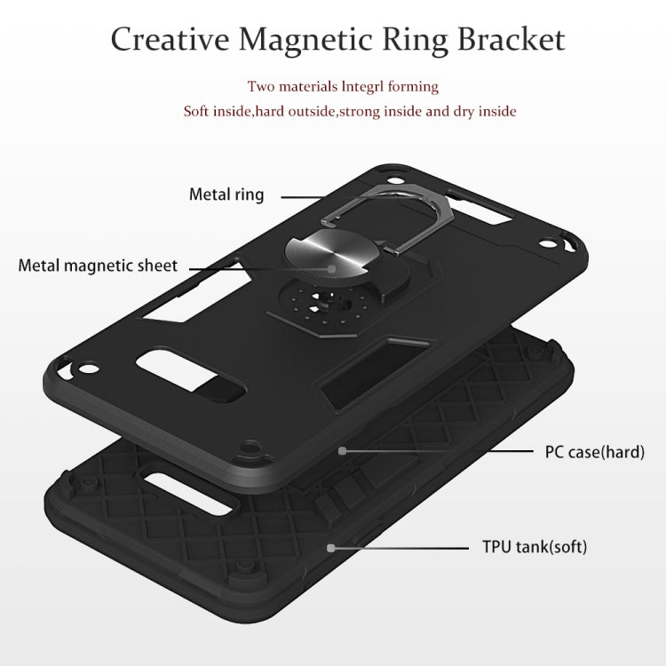 For LG G8X ThinQ / V50S ThinQ 2 in 1 Armour Series PC + TPU Protective Case with Ring Holder(Dark Blue)