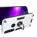 For Motorola One Macro / Moto G8 Play 2 in 1 Armour Series PC + TPU Protective Case with Ring Holder(Silver)