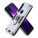 For Motorola One Macro / Moto G8 Play 2 in 1 Armour Series PC + TPU Protective Case with Ring Holder(Silver)