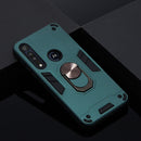 For Motorola One Macro / Moto G8 Play 2 in 1 Armour Series PC + TPU Protective Case with Ring Holder(Dark Green)