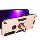 For Motorola One Macro / Moto G8 Play 2 in 1 Armour Series PC + TPU Protective Case with Ring Holder(Rose Gold)
