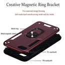 For iPhone SE 2022 / SE 2020 / 8 / 7 2 in 1 Armour Series PC + TPU Protective Case with Ring Holder(Wnie Red)