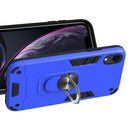 For iPhone XR 2 in 1 Armour Series PC + TPU Protective Case with Ring Holder(Dark Blue)