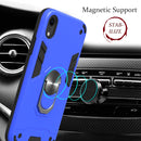 For iPhone XR 2 in 1 Armour Series PC + TPU Protective Case with Ring Holder(Dark Blue)
