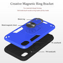 For iPhone XR 2 in 1 Armour Series PC + TPU Protective Case with Ring Holder(Dark Blue)