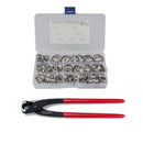 80 PCS Adjustable Single Ear Plus Stainless Steel Hydraulic Hose Clamps O-Clips Pipe Fuel Air with Ear Clamp Pincer Inside Diameter Range: 5.8-21mm