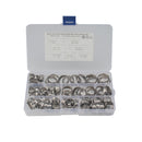 80 PCS Adjustable Single Ear Plus Stainless Steel Hydraulic Hose Clamps O-Clips Pipe Fuel Air Inside Diameter Range: 5.8-21mm