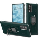 For Samsung Galaxy Note 20 Carbon Fiber Protective Case with 360 Degree Rotating Ring Holder(Green)