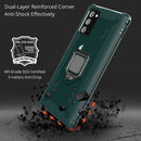 For Samsung Galaxy Note 20 Carbon Fiber Protective Case with 360 Degree Rotating Ring Holder(Green)