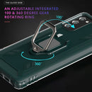 For Samsung Galaxy Note 20 Carbon Fiber Protective Case with 360 Degree Rotating Ring Holder(Green)