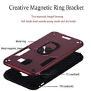 For Samsung Galaxy J4 (2018) 2 in 1 Armour Series PC + TPU Protective Case with Ring Holder(Wine Red)