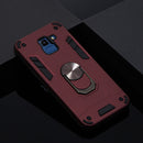 For Samsung Galaxy J6 (2018) 2 in 1 Armour Series PC + TPU Protective Case with Ring Holder(Wine Red)