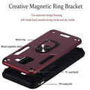 For Samsung Galaxy J6 (2018) 2 in 1 Armour Series PC + TPU Protective Case with Ring Holder(Wine Red)