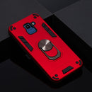 For Samsung Galaxy J6 (2018) 2 in 1 Armour Series PC + TPU Protective Case with Ring Holder(Red)
