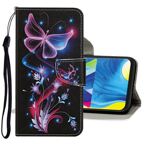 For Samsung Galaxy A21s Colored Drawing Pattern Horizontal Flip Leather Case with Holder & Card Slots & Wallet(Color Butterfly)