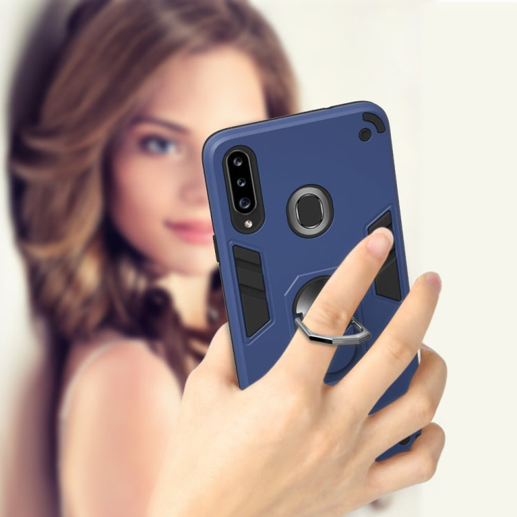 For Samsung Galaxy A20s 2 in 1 Armour Series PC + TPU Protective Case with Ring Holder(Black)