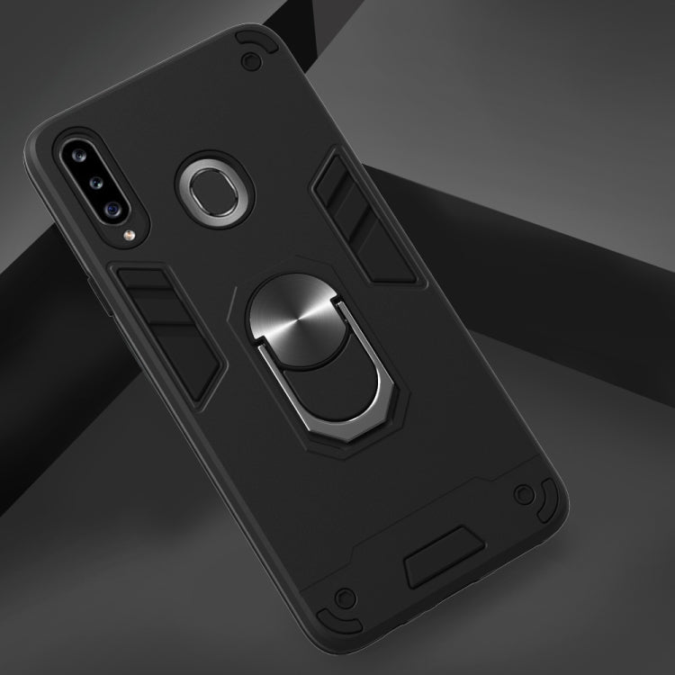 For Samsung Galaxy A20s 2 in 1 Armour Series PC + TPU Protective Case with Ring Holder(Black)