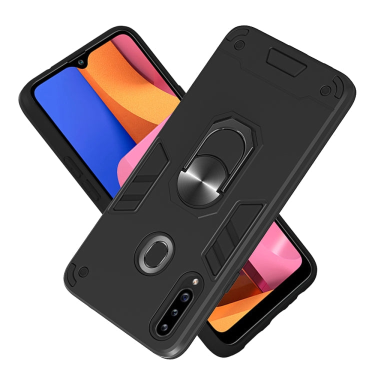 For Samsung Galaxy A20s 2 in 1 Armour Series PC + TPU Protective Case with Ring Holder(Black)
