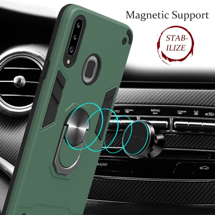 For Samsung Galaxy A20s 2 in 1 Armour Series PC + TPU Protective Case with Ring Holder(Black)