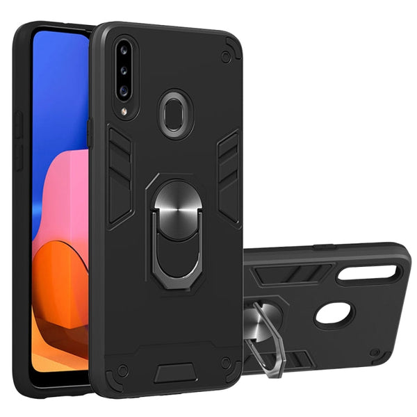 For Samsung Galaxy A20s 2 in 1 Armour Series PC + TPU Protective Case with Ring Holder(Black)
