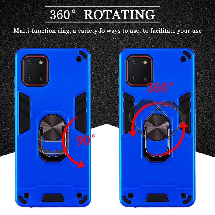 For Samsung Galaxy Note 10 Lite / A81 2 in 1 Armour Series PC + TPU Protective Case with Ring Holder(Dark Blue)