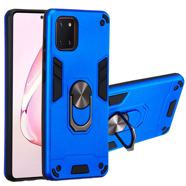For Samsung Galaxy Note 10 Lite / A81 2 in 1 Armour Series PC + TPU Protective Case with Ring Holder(Dark Blue)