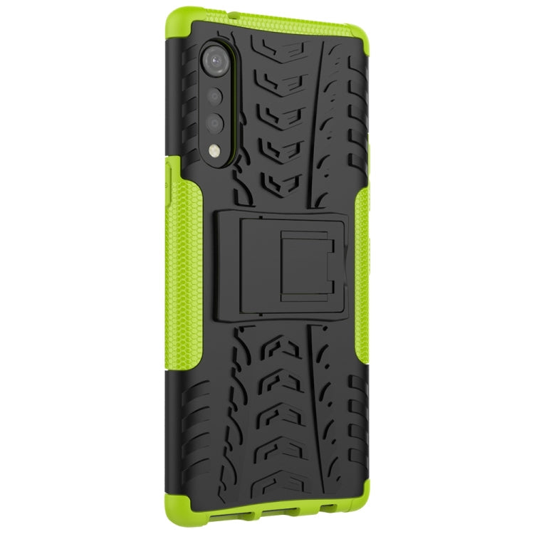 For LG Velvet Tire Texture Shockproof TPU+PC Protective Case with Holder(Green)