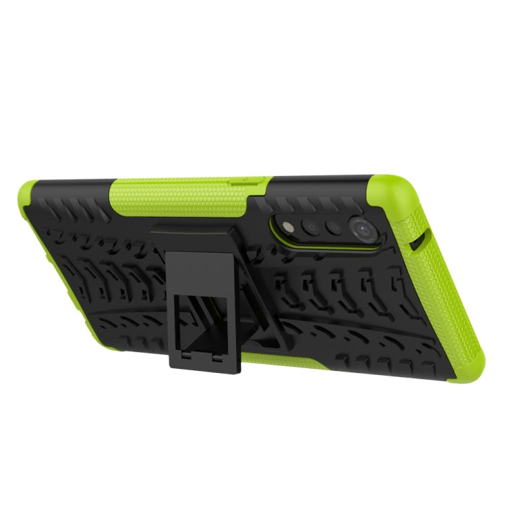 For LG Velvet Tire Texture Shockproof TPU+PC Protective Case with Holder(Green)