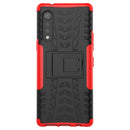 For LG Velvet Tire Texture Shockproof TPU+PC Protective Case with Holder(Red)
