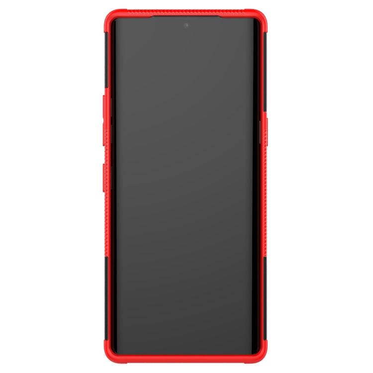 For LG Velvet Tire Texture Shockproof TPU+PC Protective Case with Holder(Red)