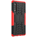For LG Velvet Tire Texture Shockproof TPU+PC Protective Case with Holder(Red)