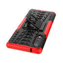 For LG Velvet Tire Texture Shockproof TPU+PC Protective Case with Holder(Red)