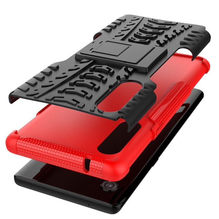 For LG Velvet Tire Texture Shockproof TPU+PC Protective Case with Holder(Red)