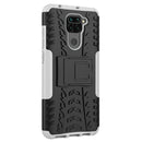 For Xiaomi Redmi Note 9 Tire Texture Shockproof TPU+PC Protective Case with Holder(White)