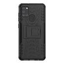 For Samsung Galaxy A21s Tire Texture Shockproof TPU+PC Protective Case with Holder(Black)