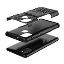 For Samsung Galaxy A21s Tire Texture Shockproof TPU+PC Protective Case with Holder(Black)
