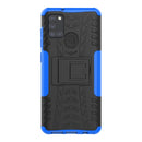 For Samsung Galaxy A21s Tire Texture Shockproof TPU+PC Protective Case with Holder(Blue)
