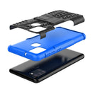 For Samsung Galaxy A21s Tire Texture Shockproof TPU+PC Protective Case with Holder(Blue)