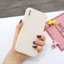 For iPhone X & XS Magic Cube Frosted Silicone Shockproof Full Coverage Protective Case(Beige)