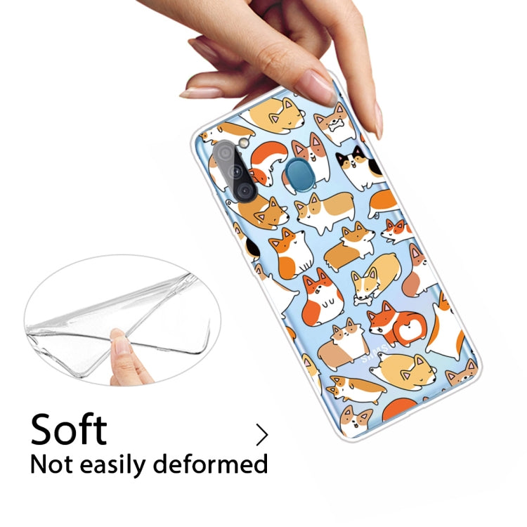 For Samsung Galaxy A11 Shockproof Painted TPU Protective Case(Corgis)