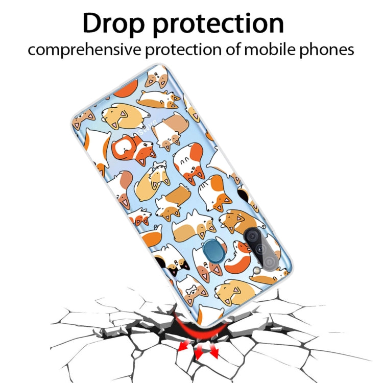 For Samsung Galaxy A11 Shockproof Painted TPU Protective Case(Corgis)