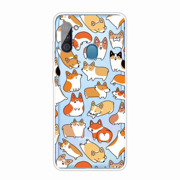 For Samsung Galaxy A11 Shockproof Painted TPU Protective Case(Corgis)