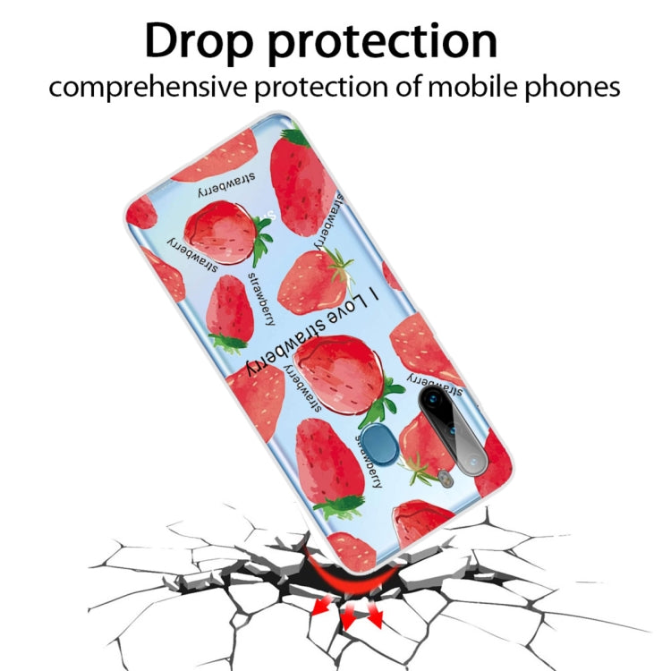 For Samsung Galaxy A21 Shockproof Painted TPU Protective Case(Love Strawberry)