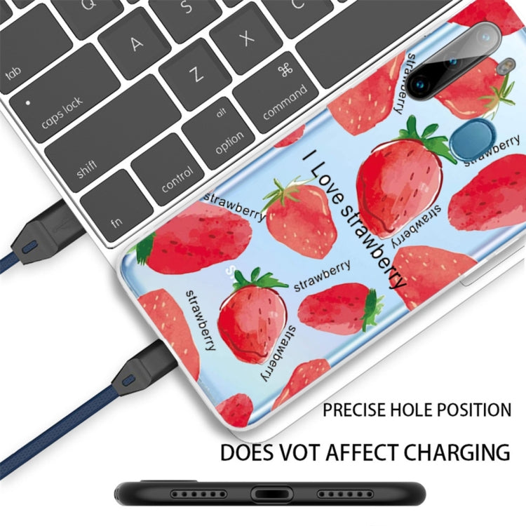 For Samsung Galaxy A21 Shockproof Painted TPU Protective Case(Love Strawberry)