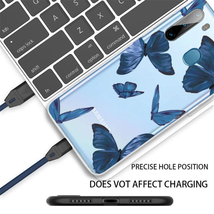 For Samsung Galaxy A21 Shockproof Painted TPU Protective Case(Blue Butterfly)