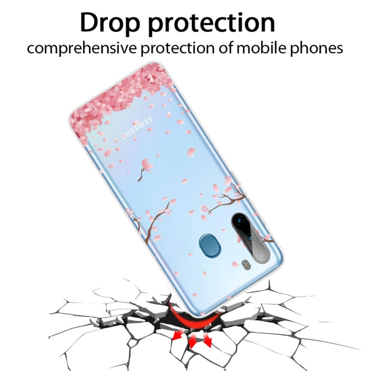 For Samsung Galaxy A21 Shockproof Painted TPU Protective Case(Cherry Blossoms)