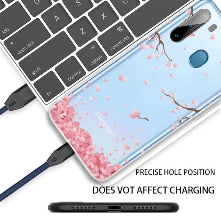 For Samsung Galaxy A21 Shockproof Painted TPU Protective Case(Cherry Blossoms)