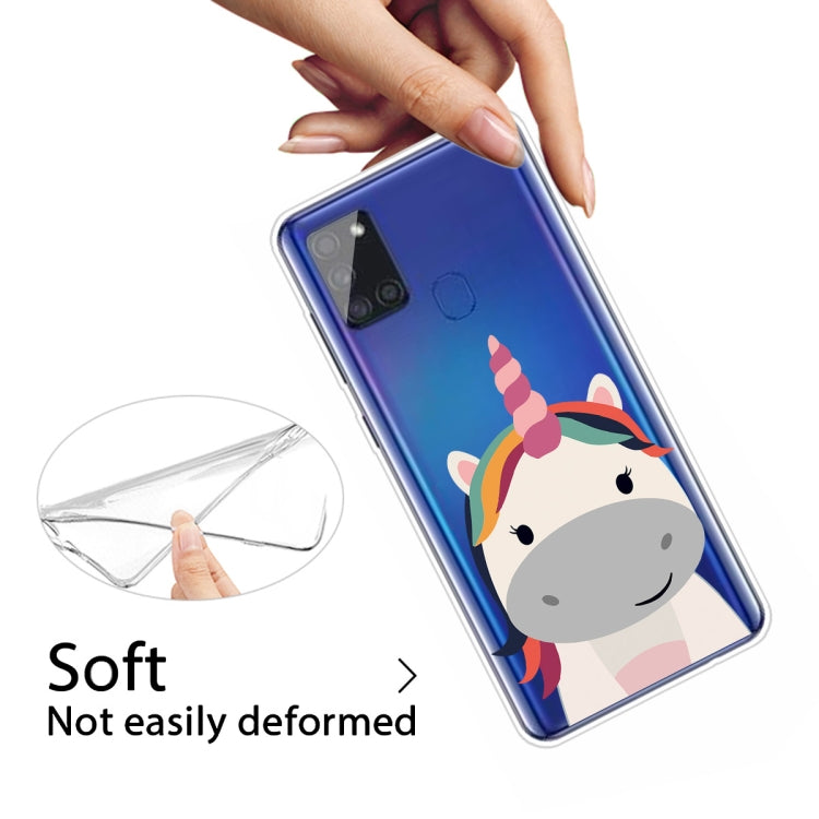 For Samsung Galaxy A21s Shockproof Painted TPU Protective Case(Fat Unicorn)