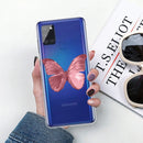 For Samsung Galaxy A21s Shockproof Painted TPU Protective Case(Red Butterfly)
