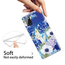 For Samsung Galaxy A21s Shockproof Painted TPU Protective Case(Blue White Roses)